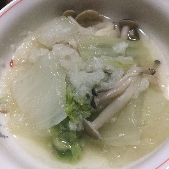 白菜としめじの大根おろし煮物